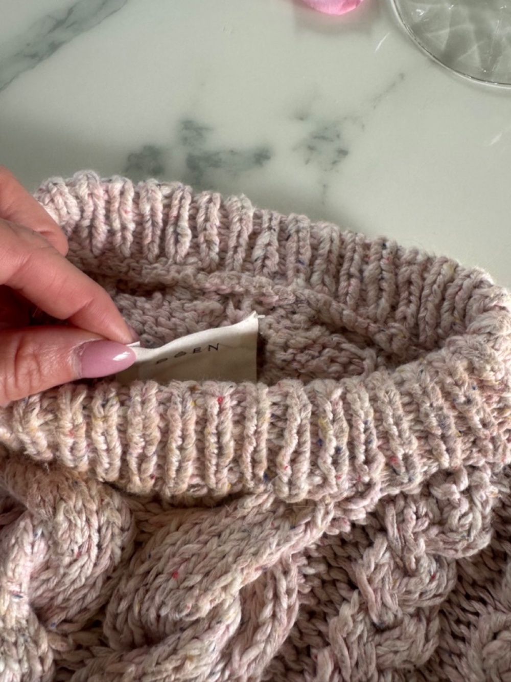 DÔEN Bee Sweater Pink Cloud Cable Knit XS - Picture 10 of 14
